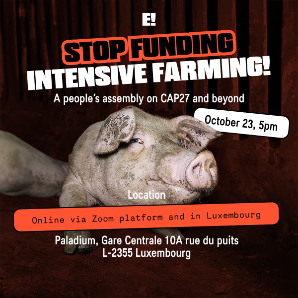 Stop Funding Intensive Farming - Event Poster